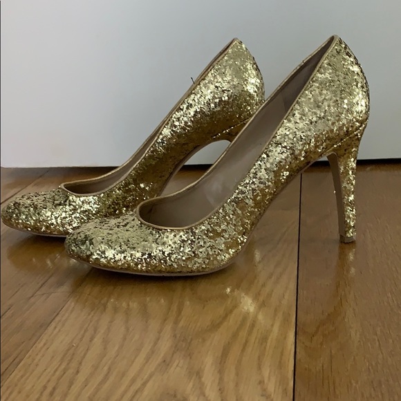 Nine West gold heels with glitter - Picture 2 of 7